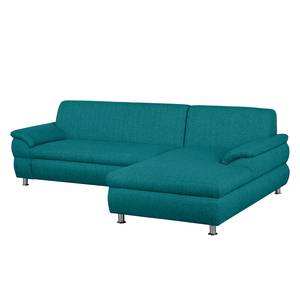 Ecksofa Belzoni Webstoff Petrol - Longchair davorstehend rechts - Keine Funktion