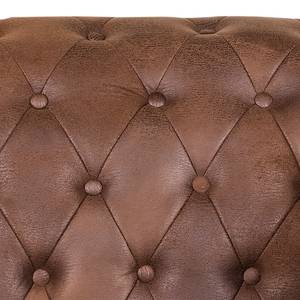 Canapé d'angle Benavente Aspect vieux cuir - Marron - Méridienne courte à gauche (vue de face)