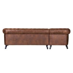 Hoekbank Benavente antiek leren look - Bruin - Longchair vooraanzicht links