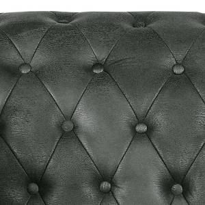 Canapé d'angle Benavente Aspect vieux cuir - Anthracite - Méridienne courte à droite (vue de face)