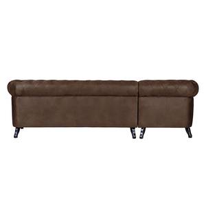 Ecksofa Benavente Antiklederoptik Dunkelbraun - Longchair davorstehend links