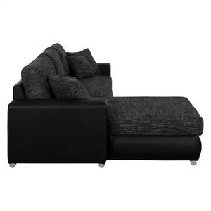 Divano angolare Berrings (anche letto) Similpelle / Tessuto strutturato nero - Longchair preimpostata a sinistra