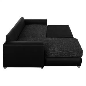 Ecksofa Berrings (mit Schlaffunktion) Kunstleder / Strukturstoff Schwarz - Longchair davorstehend links