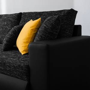 Ecksofa Berrings (mit Schlaffunktion) Kunstleder / Strukturstoff Schwarz - Longchair davorstehend links