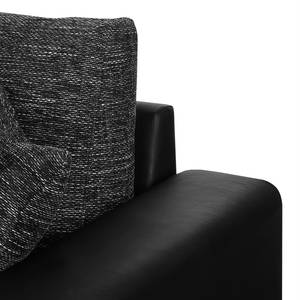 Ecksofa Berrings (mit Schlaffunktion) Kunstleder / Strukturstoff Schwarz - Longchair davorstehend rechts