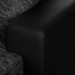 Canapé d'angle Berrings (convertible) Imitation cuir / Tissu structuré - Noir - Méridienne courte à droite (vue de face)