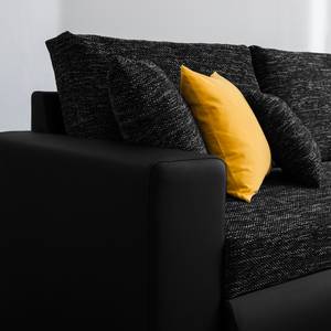 Divano angolare Berrings (anche letto) Similpelle / Tessuto strutturato nero - Longchair preimpostata a destra