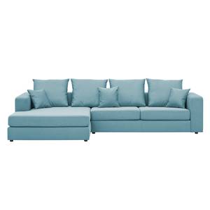 Ecksofa Bilbao Webstoff Stoff Selva: Hellblau - Longchair davorstehend links