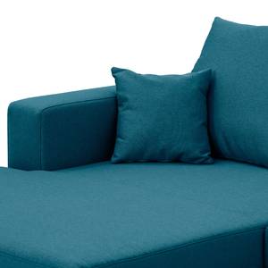 Canapé d'angle Bilbao Tissu Tissu Ramira : Turquoise - Méridienne courte à gauche (vue de face)