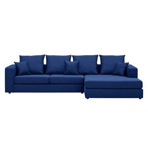 Ecksofa Bilbao Webstoff Stoff Ramira: Blau - Longchair davorstehend rechts