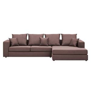 Ecksofa Bilbao Webstoff Webstoff Milan: Grau-Braun - Longchair davorstehend rechts