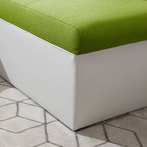 Hoekbank Birdsville (met slaapfunctie) kunstleer/geweven stof - longchair aan beide zijden monteerbaar - Wit/Pistache groen