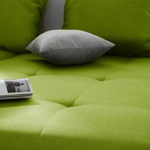 Hoekbank Birdsville (met slaapfunctie) kunstleer/geweven stof - longchair aan beide zijden monteerbaar - Wit/Pistache groen