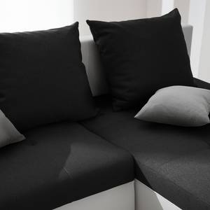 Hoekbank Birdsville (met slaapfunctie) kunstleer/geweven stof - longchair aan beide zijden monteerbaar - Wit/zwart