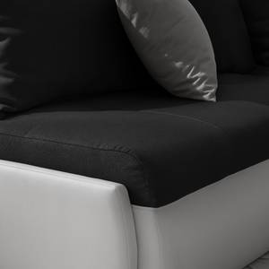 Hoekbank Birdsville (met slaapfunctie) kunstleer/geweven stof - longchair aan beide zijden monteerbaar - Wit/zwart