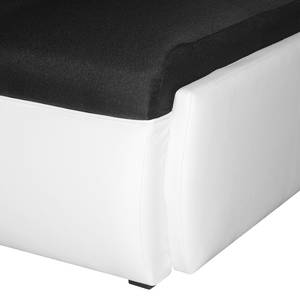 Canapé d'angle Birdsville (convertible) Imitation cuir / Tissu - Méridienne à monter au choix à gauche ou à droite - Blanc / Noir