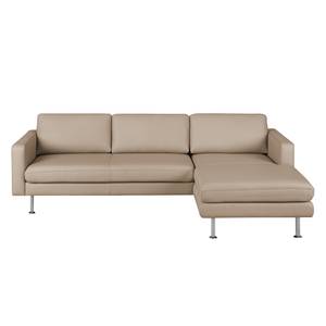 Ecksofa Bivona I Echtleder Cappuccino - Longchair davorstehend rechts