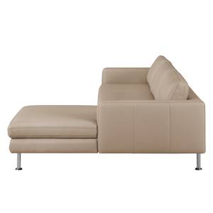 Ecksofa Bivona I Echtleder Cappuccino - Longchair davorstehend rechts