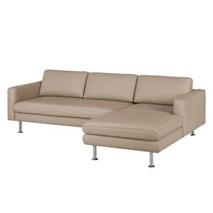 Ecksofa Bivona I Echtleder Cappuccino - Longchair davorstehend rechts