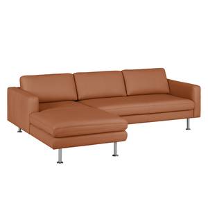 Ecksofa Bivona II Echtleder Cognac - Longchair davorstehend links