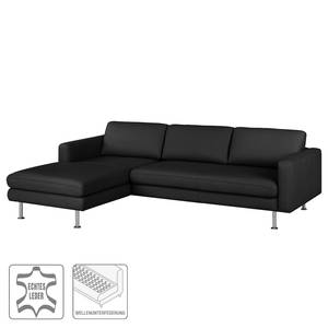 Ecksofa Bivona II Echtleder Schwarz - Longchair davorstehend links