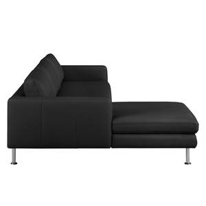 Ecksofa Bivona II Echtleder Schwarz - Longchair davorstehend links