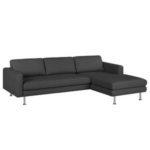 Ecksofa Bivona II Echtleder Anthrazit - Longchair davorstehend rechts