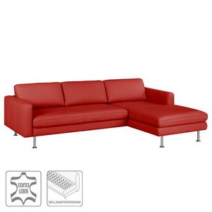 Ecksofa Bivona II Echtleder Rot - Longchair davorstehend rechts