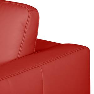 Canapé d'angle Bivona II Cuir véritable - Rouge - Méridienne courte à droite (vue de face)