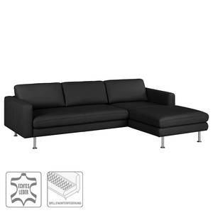 Ecksofa Bivona II Echtleder Schwarz - Longchair davorstehend rechts