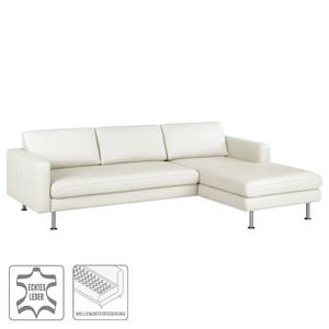 Ecksofa Bivona II Echtleder Weiß - Longchair davorstehend rechts