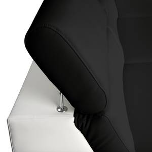 Canapé d'angle convertible Black Rock I Imitation cuir - Noir / Blanc - Fonction lit à droite (vue de face)