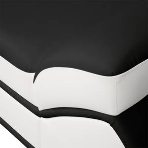 Canapé d'angle convertible Black Rock I Imitation cuir - Noir / Blanc - Fonction lit à gauche (vue de face)
