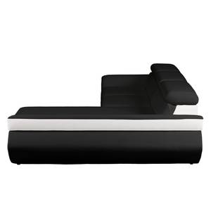 Canapé d'angle convertible Black Rock II Cuir synthétique - Noir / Blanc - Méridienne courte à droite (vue de face)