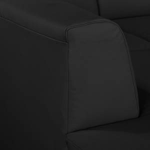 Canapé d'angle Bollon Imitation cuir - Noir - Méridienne longue à gauche (vue de face) - Fonction couchage