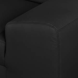 Canapé d'angle Bollon Imitation cuir - Noir - Méridienne longue à gauche (vue de face) - Fonction couchage