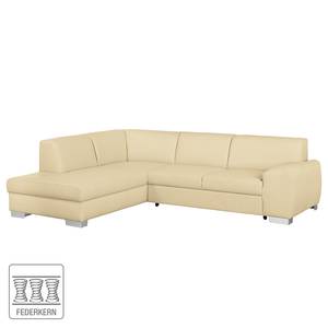 Ecksofa Bollon Kunstleder Warmes Beige - Ottomane davorstehend links - Schlaffunktion