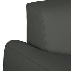 Canapé d'angle Bollon Imitation cuir - Gris foncé - Méridienne longue à gauche (vue de face) - Sans fonction