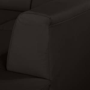 Canapé d'angle Bollon Imitation cuir - Marron foncé - Méridienne longue à droite (vue de face) - Fonction couchage
