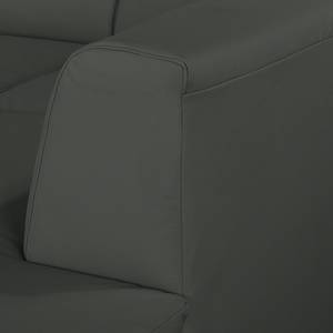 Canapé d'angle Bollon Imitation cuir - Gris foncé - Méridienne longue à droite (vue de face) - Fonction couchage