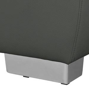 Canapé d'angle Bollon Imitation cuir - Gris foncé - Méridienne longue à droite (vue de face) - Fonction couchage