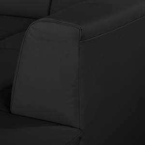 Canapé d'angle Bollon Imitation cuir - Noir - Méridienne longue à droite (vue de face) - Fonction couchage
