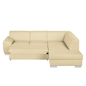 Ecksofa Bollon Kunstleder Warmes Beige - Ottomane davorstehend rechts - Schlaffunktion