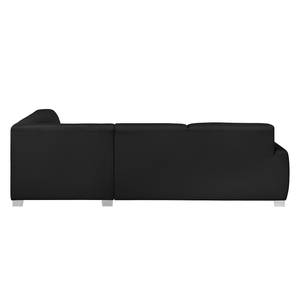 Canapé d'angle Bollon Imitation cuir - Noir - Méridienne longue à droite (vue de face) - Sans fonction