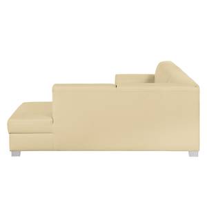 Canapé d'angle Bollon Imitation cuir - Beige chaud - Méridienne longue à droite (vue de face) - Sans fonction