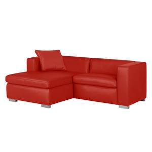 Ecksofa Bolsena I Echtleder Rot Longchair davorstehend links