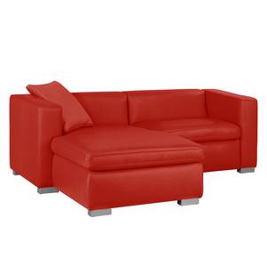 Ecksofa Bolsena I Echtleder Rot Longchair davorstehend links