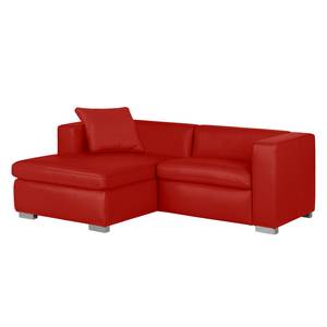 Ecksofa Bolsena II Echtleder Rot - Longchair davorstehend links