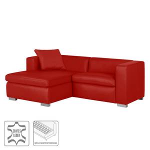 Hoekbank Bolsena II echt leer - Rood - Longchair vooraanzicht links