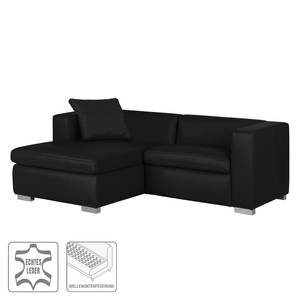 Ecksofa Bolsena II Echtleder Schwarz - Longchair davorstehend links